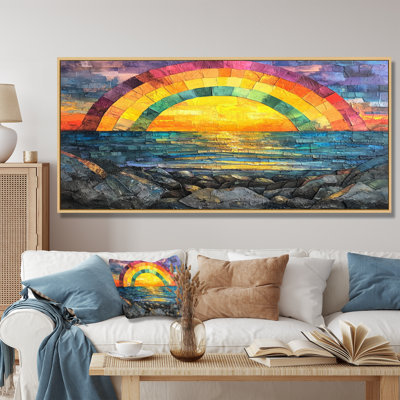 Coastal Rainbow Over The Rocky Shoreline - Rainbow Wall Art