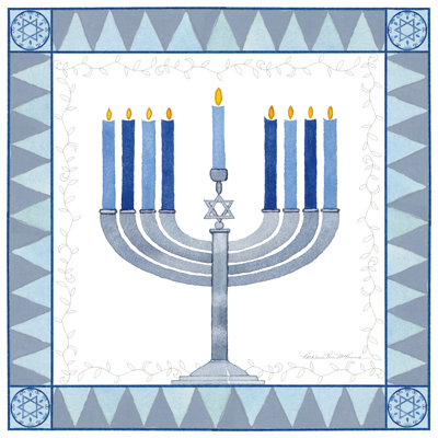 Celebrating Hanukkah III by Kathleen Parr McKenna - Wrapped Canvas Print