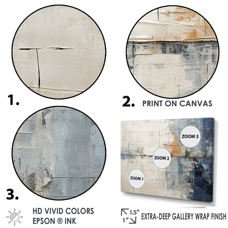 Abstract Blue Beige Road Collage II - Abstract Collages Canvas Art Print, Wrapped Canvas, 34" H x 44" W x 1.5" D