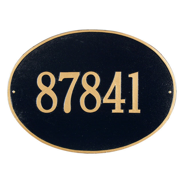 Hawthorne 1-Line Wall Address Plaque, Black and Gold, Yes