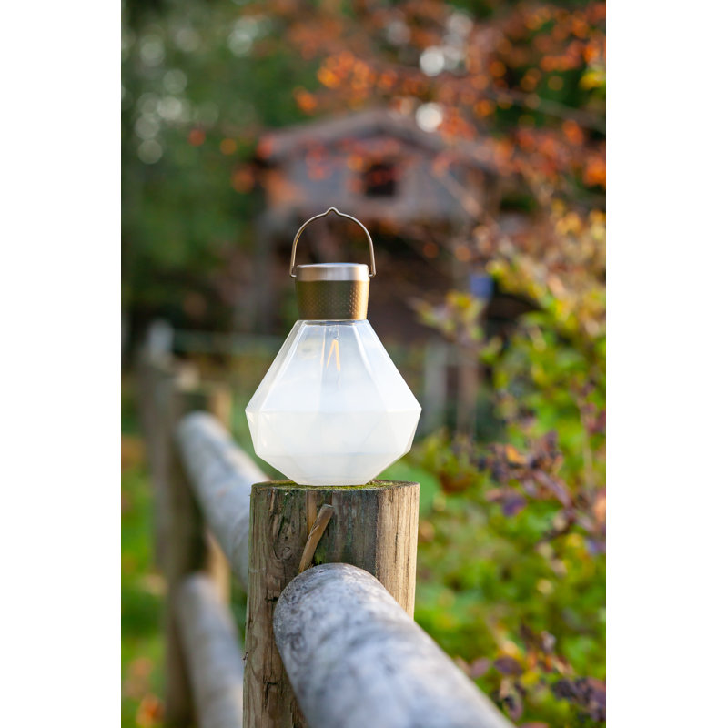 7'' Solar Powered Integrated LED Jar Lantern, White