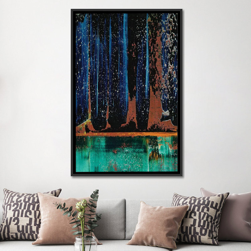 « intergalactic », reproduction sur toile, H 26 po x l 18 po x P 1,5 po, Toile avec cadre flottant noir, Pas de tapis
