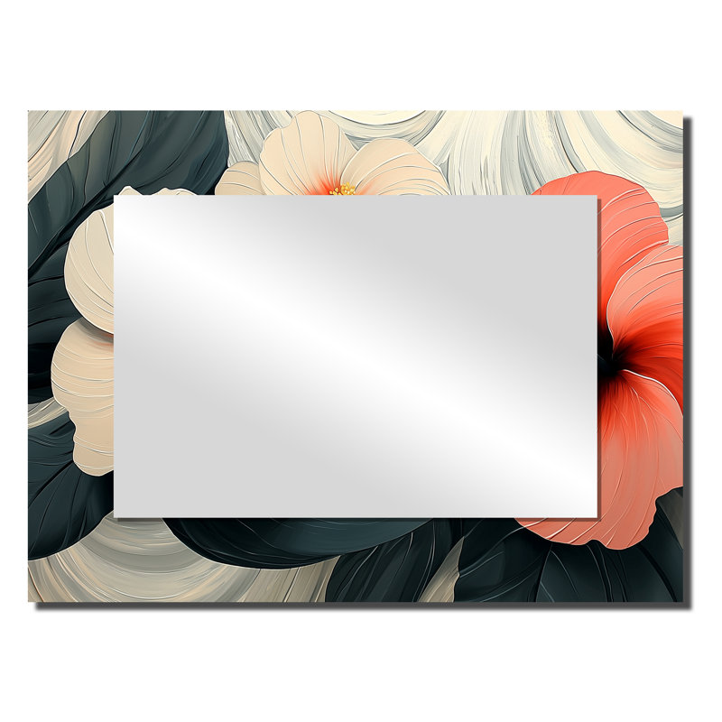Coucher de soleil hibiscus liquide Art Harmony I - miroir floral pour décoration murale - imprimé sur métal, 24 po x 32 po