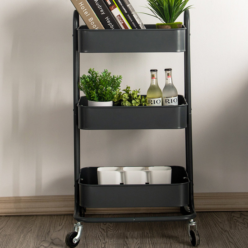 31.1'' H x 17.7'' W Utility Cart with Wheels, Grey