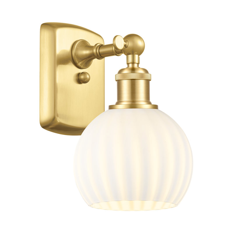 Berendina Steel Armed Sconce, 9" H x 6" W x 7.13" D, Satin Gold