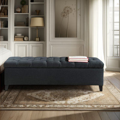 Button-Tufted 50.5" Storage Bench Ottoman for Entryway and Bedroom