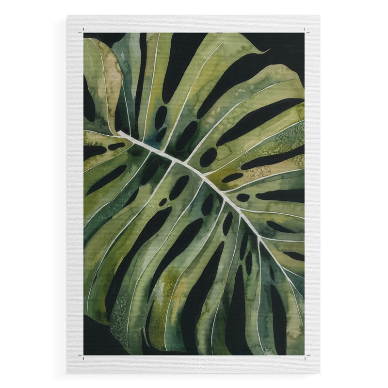 Nocturnal Monstera I - Impression sur toile seulement - NON-CADRE, H 12 po x l 8 po