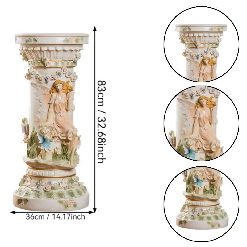 Support à plantes décoratif en résine sur piédestal, Rose