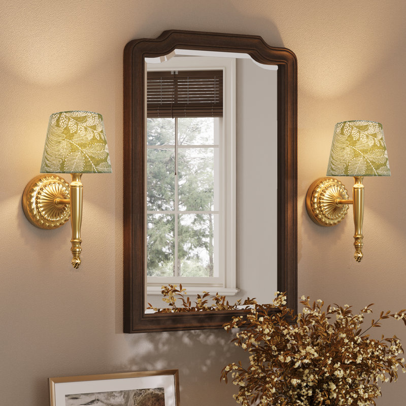 2-Pack Wireless Battery Operated Dimmable Wall Sconces with Eelegant Green Floral Fabric Shade and Remote (Set of 2)