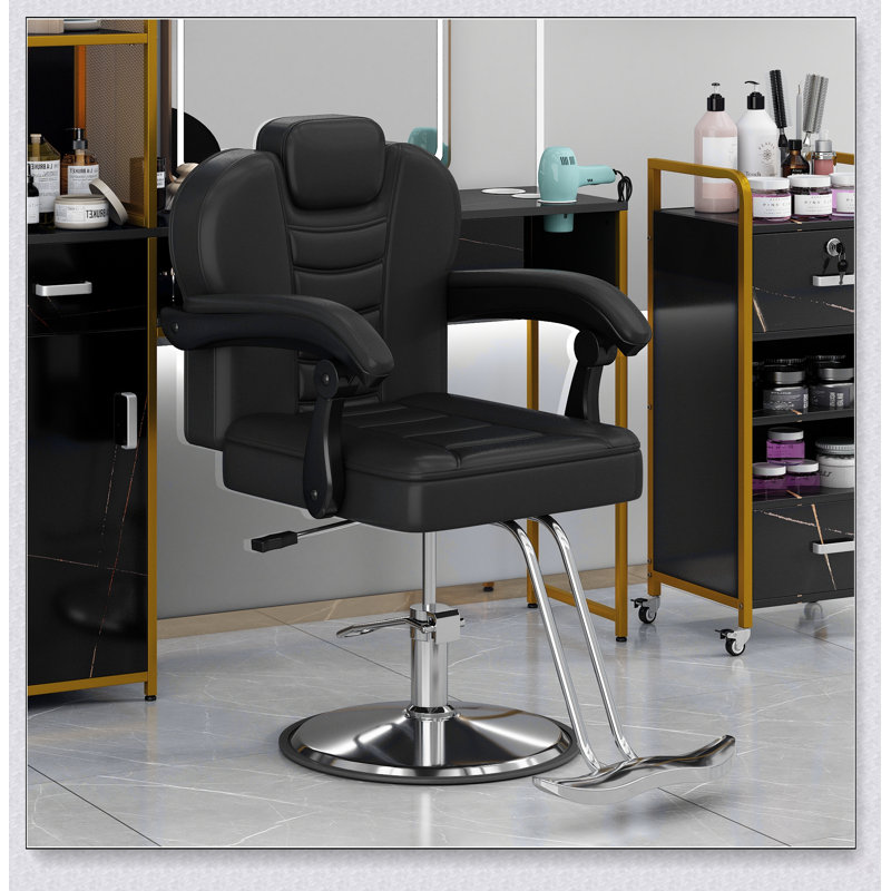 Classic Reclining Barber Chair With Heavy Duty Hydraulic Pump, 360° Rotation, And High-Load Capacity For Salon Use