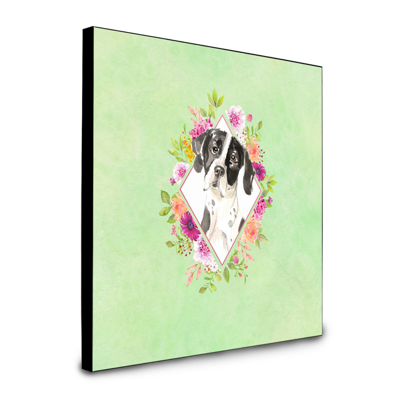 Panneau mural Dollman Flowers, Vert, Chow-chow à poil long