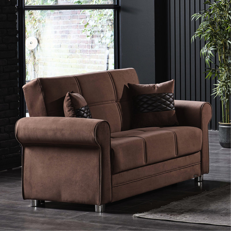 Rangement brun rougeâtre - collection, fabrication, hauteur du produit: 35,8 po, poids du colis de 130 lb, revêtement en microfibre, confortable pour un séjour en famille, profondeur de 63 po