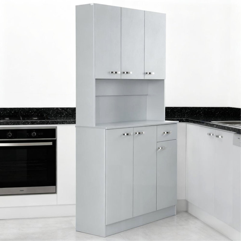 Grand garde-manger gris avec micro-ondes Stan