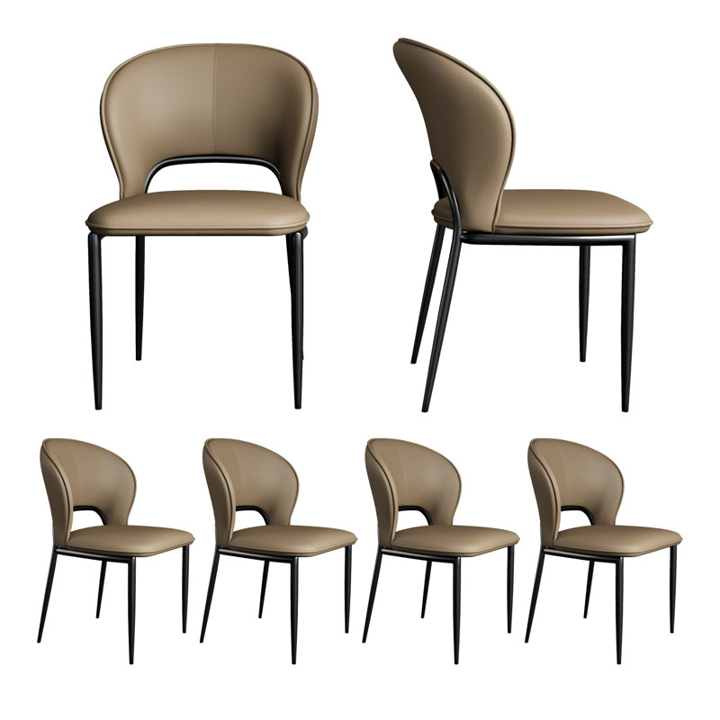 Chaises de table de salle à manger modernes, similicuir, non assemblées, Gris, 6