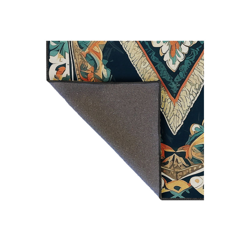 Tapis bleu tissé lavable rétro Mosso, 3'3" x 4'11"