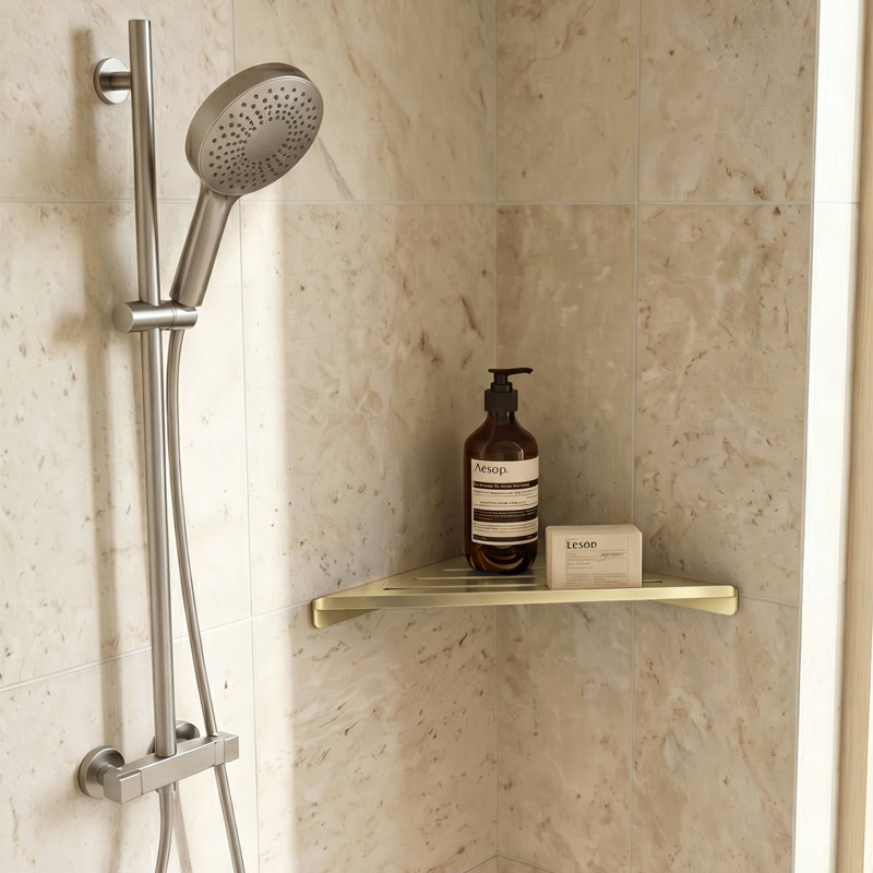Tablette de douche Melvonia, Or brossé