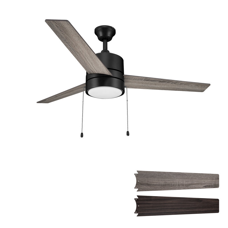 Dulac 52'' Ceiling Fan with LED Lights, Walnut/Oak