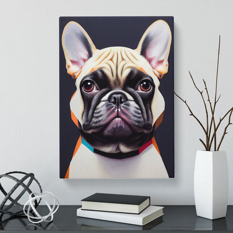 CAN-V0523-1053X French Bulldog Polygon - Wrapped Canvas Print, 50cm H x 35cm W x 3cm D