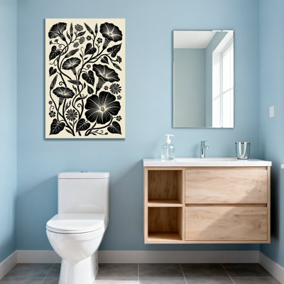 Plantes et fleurs à motif floral de vigne noire sur fond crème