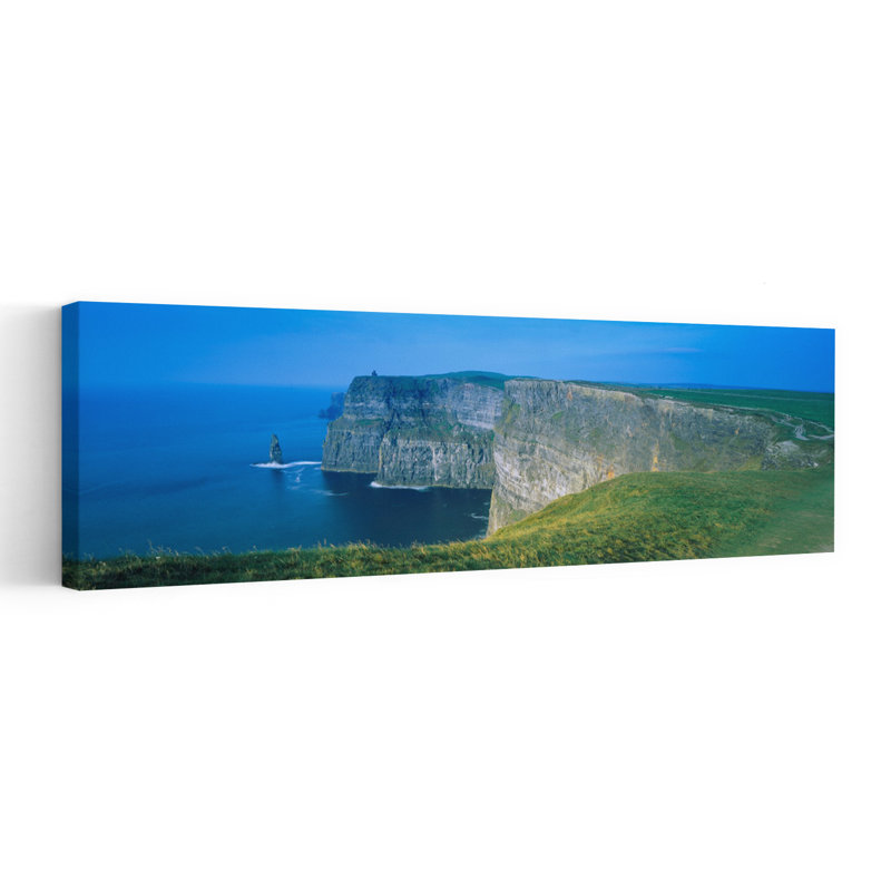 Rock Formations At The Coast Cliffs Of Moher The Burren County Clare Republic Of Ireland by Peter Adams - Wrapped Canvas Panoramic Print