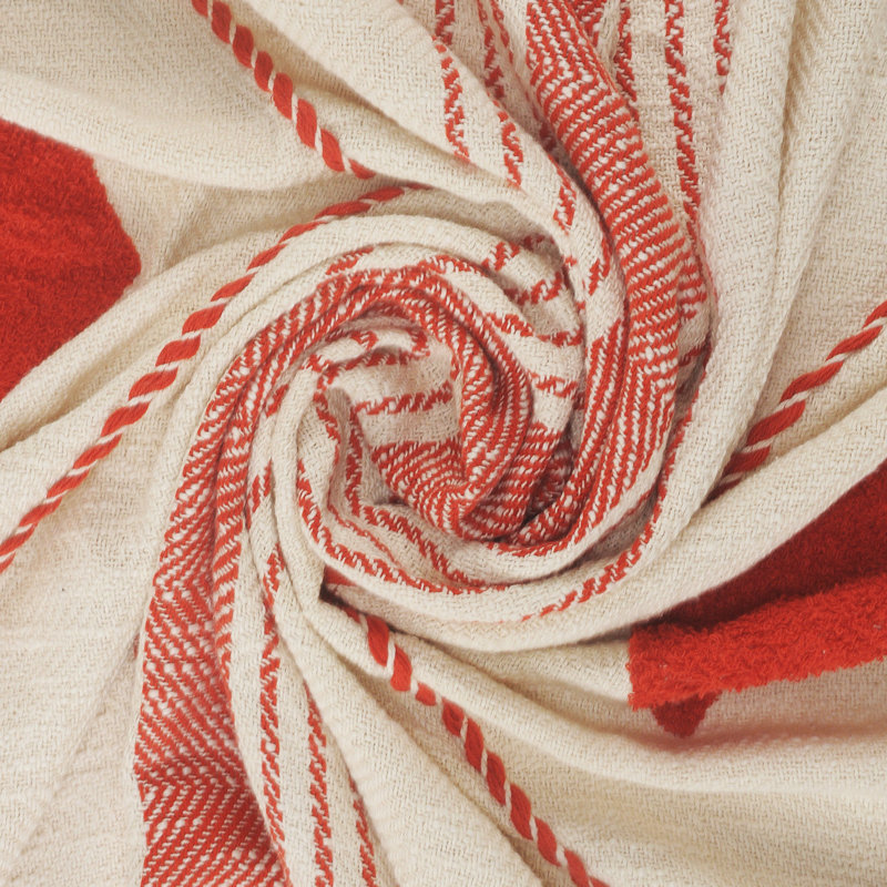 Jeté 100% coton, Rouge / blanc
