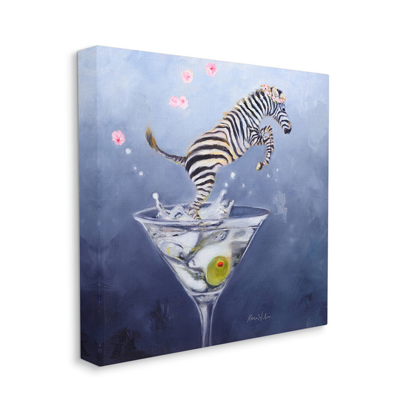 «Zebra Leaping from Martini Glass Olive», reproduction d'impression, Toile tendue, H 24 po x l 24 po x 1,5 po