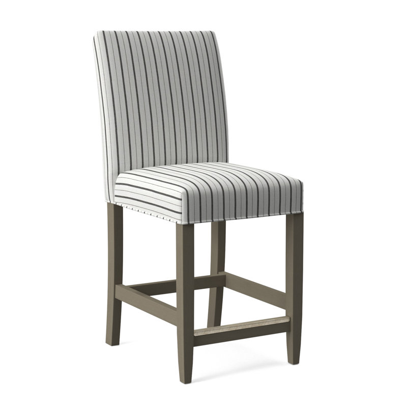 Manhattan Upholstered Stool with Solid Wood Frame, Snow Crypton Performance; 0884-91, Stone Hearth Finish