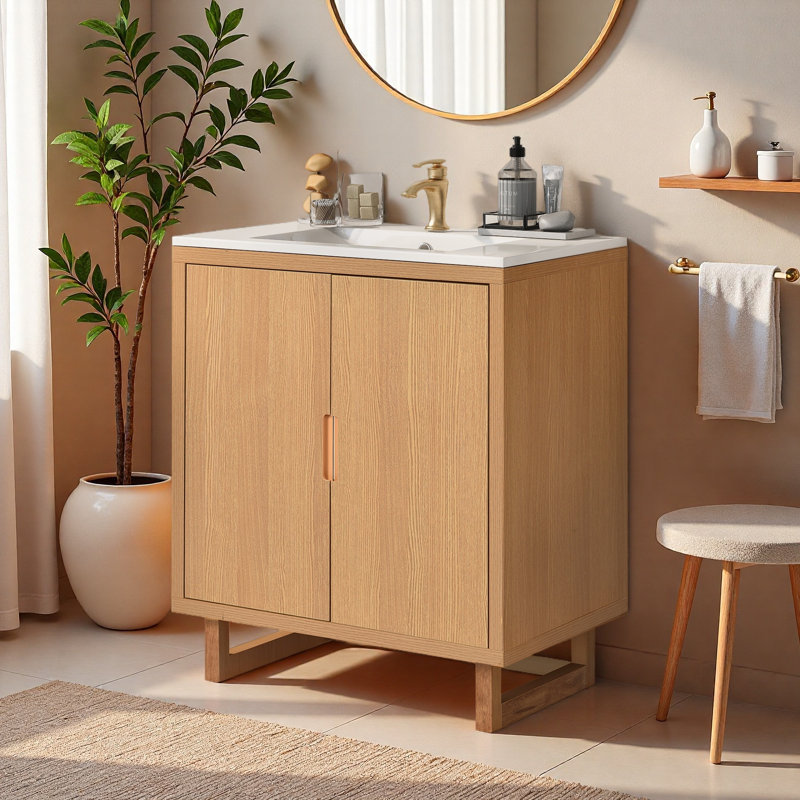 30" Bathroom Vanity Set With Sink, Burly Wood