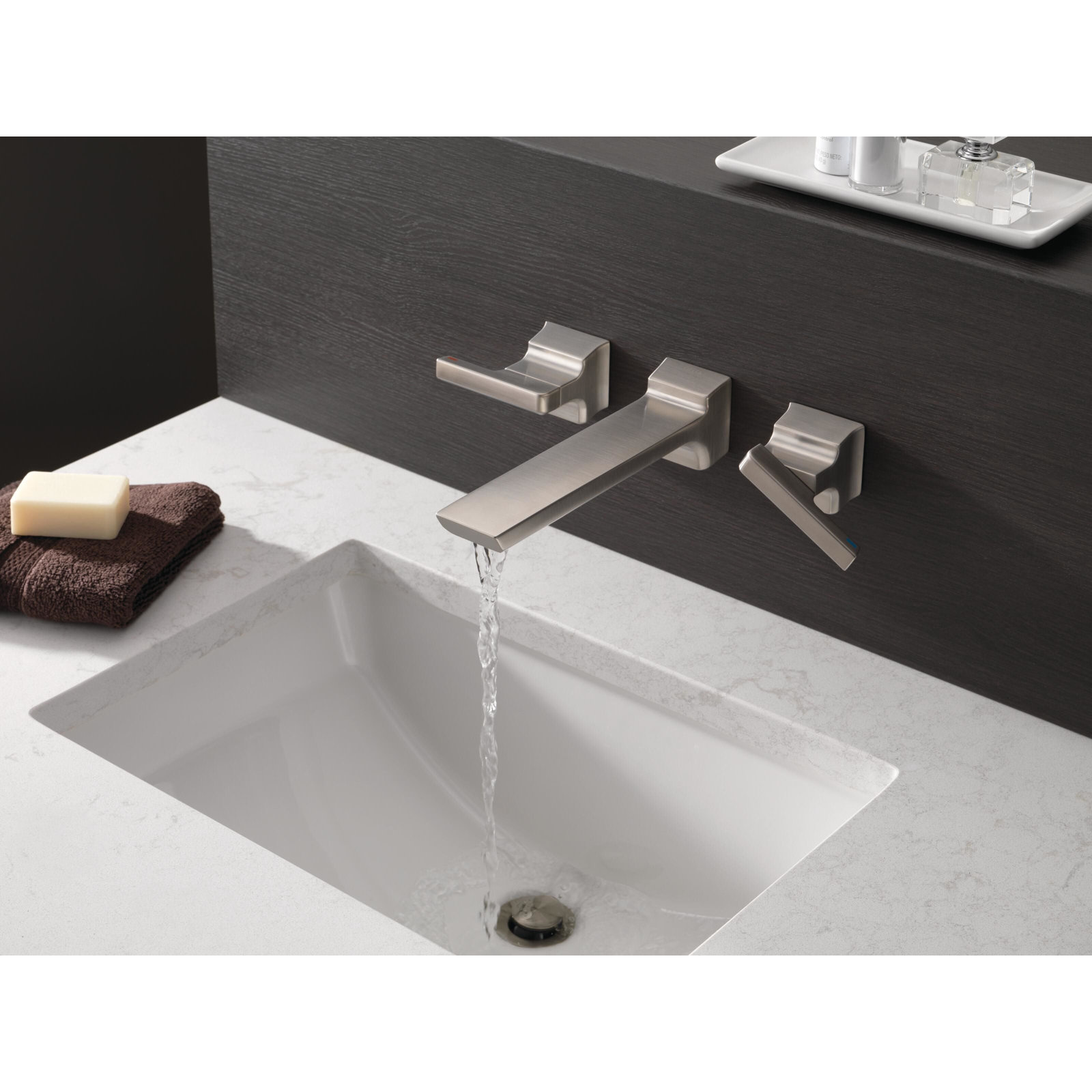 Pivotal® Double-Handle Wall Bathroom Faucet, Stainless Steel