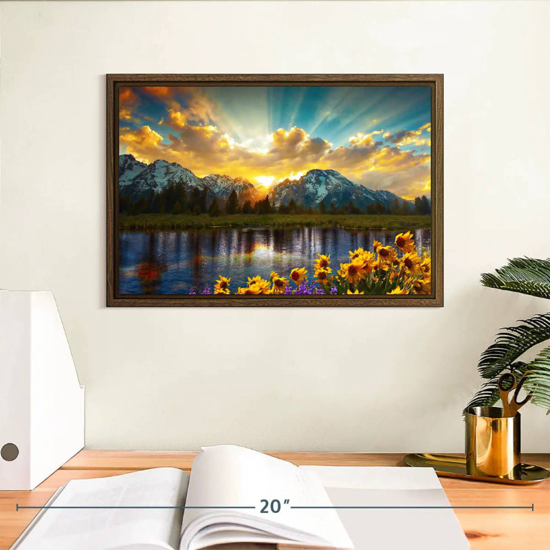 Grand Teton, 13 po x 9 po, Cadre flottant noyer