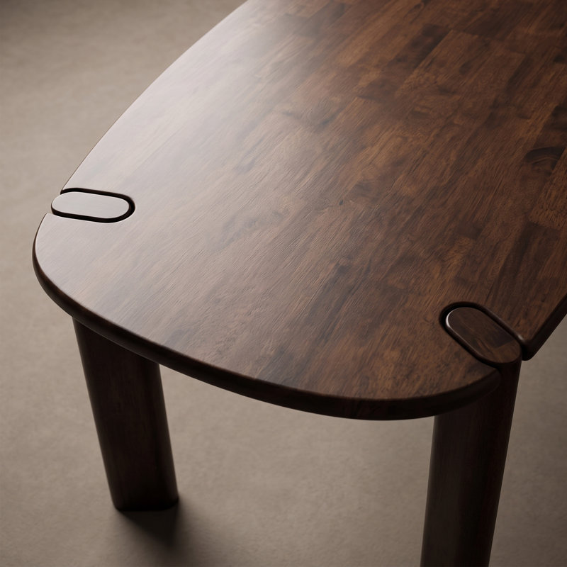 Ensemble de table de salle à manger ovale en bois massif 7 pièces avec chaises rembourrées Rozella