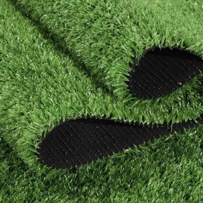 5ft X 10ft Artificial Grass Turf Roll With Drainage Holes, 0.6 Inch Thick Low Pile Fake Lawn Mat With Rubber Backing – Budget-friendly Indoor/outdoor Pet Grass For Patio, Balcony, Yard, Garden Decor