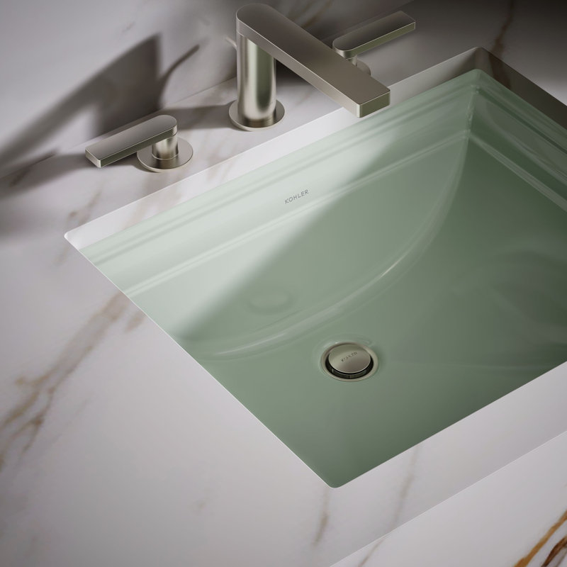Lavabo de salle de bain rectangulaire encastré avec trop-plein Memoirs, Vert Aspen
