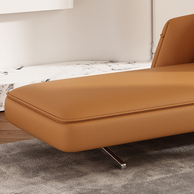 Méridiennes en cuir pour chambre à coucher, Orange, Orienté à droite