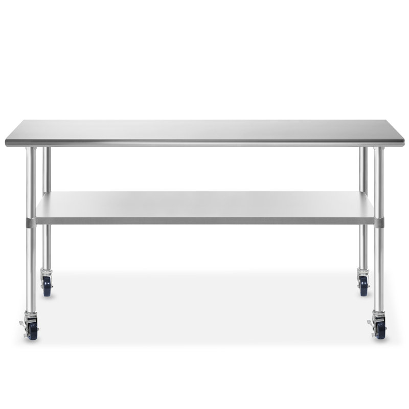 24" W x 72" L Stainless Steel Work Table with Undershelf and Caster Wheels