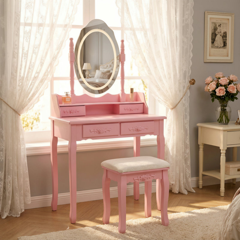Ensemble de coiffeuse Princess, Rose