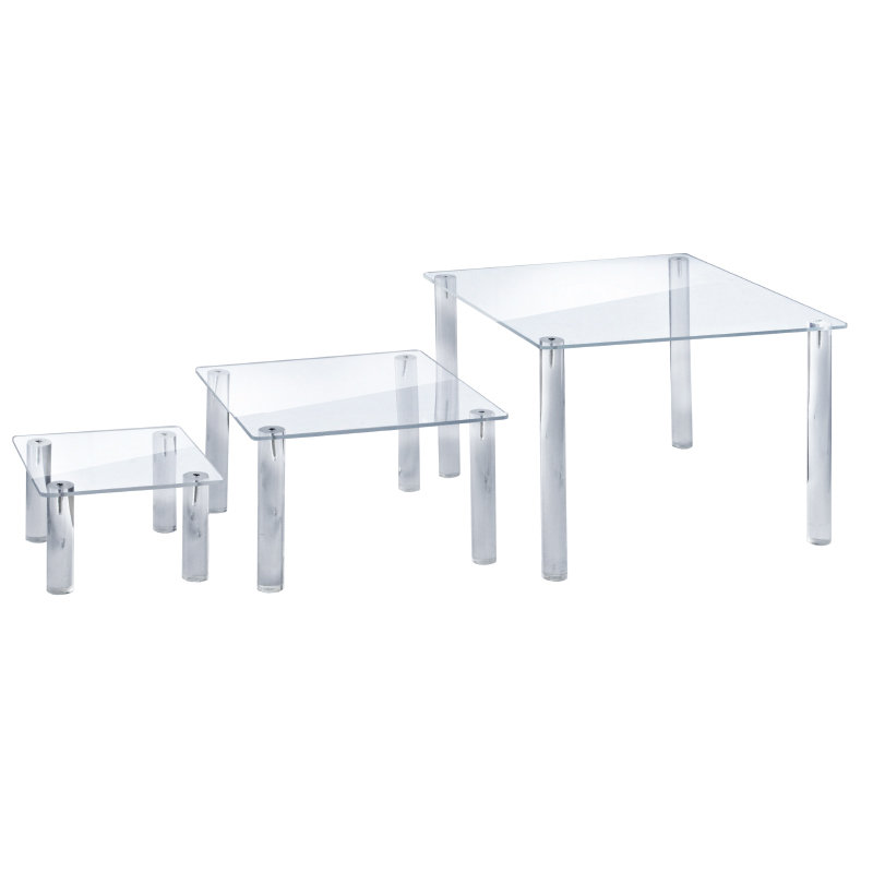 Azar Displays Square Acrylic Riser Display Set of 3