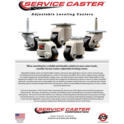 Caster Set of 4 w/2.83" Black Wheel and M16 x 2.0mm x 24mm Stems
