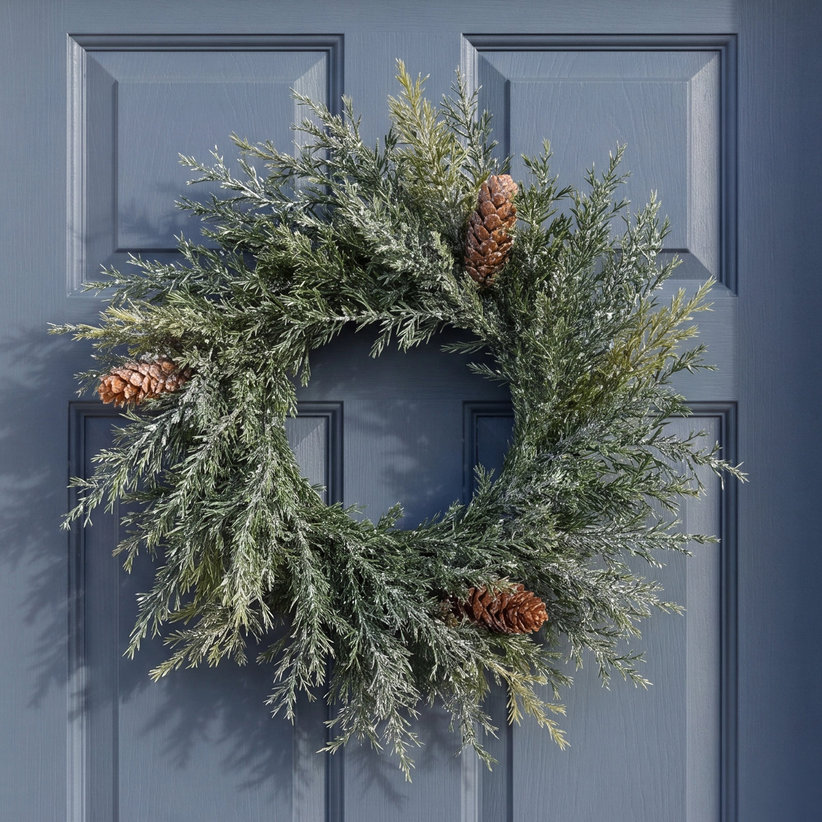12" Artificial Frosted Arborvitae Wreath