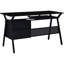 Bureau noir avec espace de rangement pour tiroir et clavier pour une conception efficace.