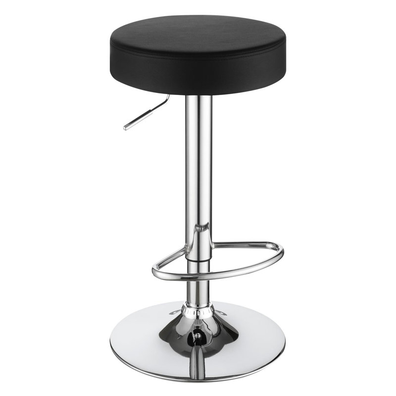 Tabouret de cuisine hydraulique - rembourré noir, base pour chaise de bar moderne à déjeuner rapide, fabrication stable