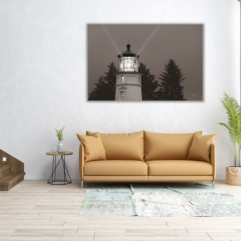 Reproduction d'art sur toile, phare de la côte de l'Oregon, noir et blanc, H 16 po x l 24 po