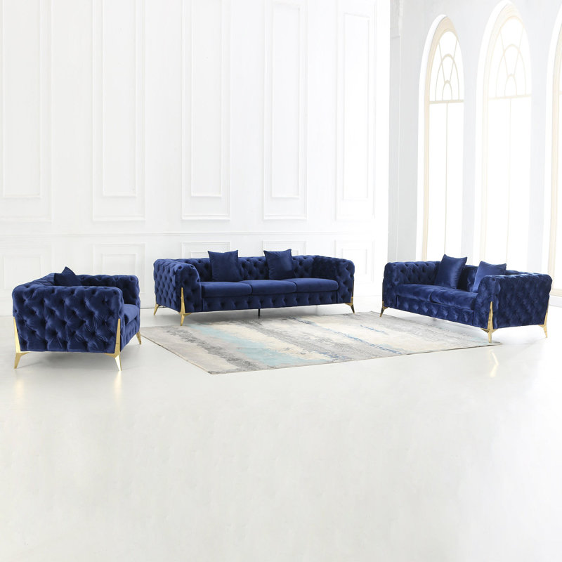 Ensemble de canapé rembourré Burdell 8001, Gris