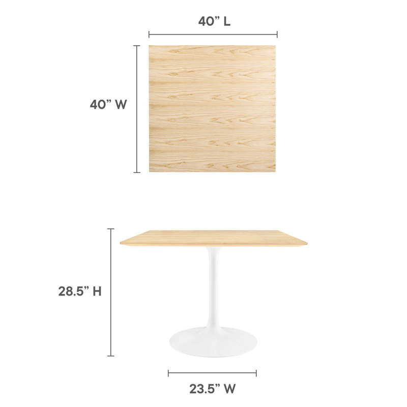Lippa Square Wood Grain Dining Table, Natural, 40" L x 40" W