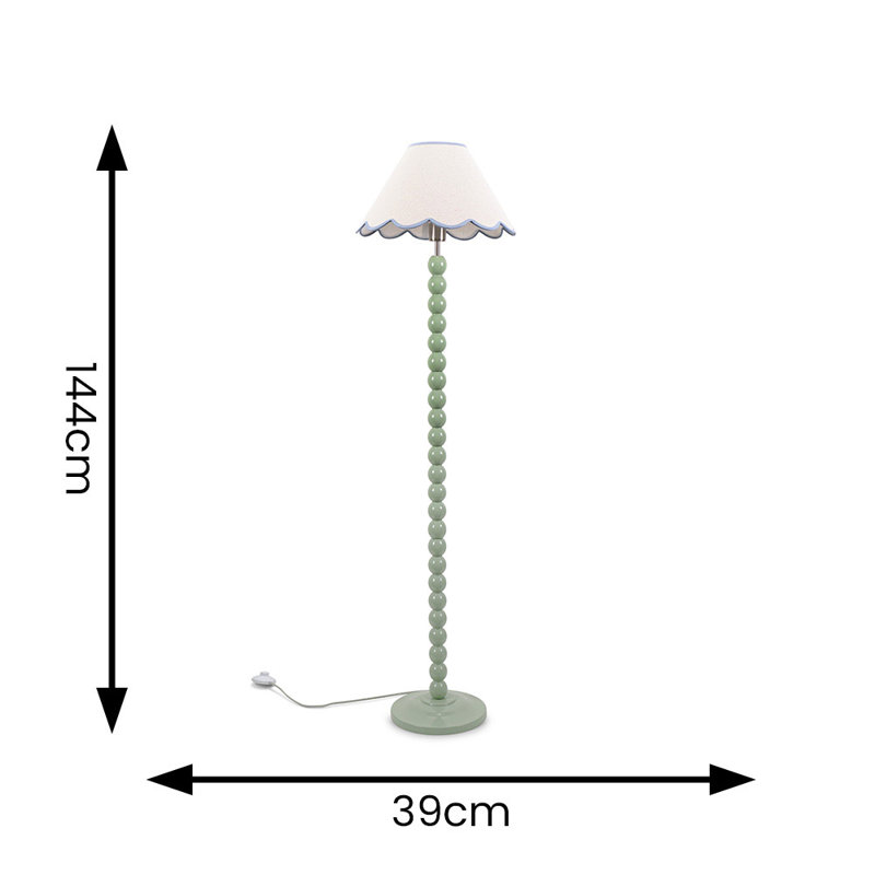 Bobbles 144cm Traditional Floor Lamp, White/Blue, Sage Green