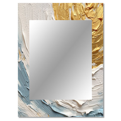 Gold and Blue Vibrant Spirals II - Abstract Spirals Decorative Mirror, Modern Wall Mirror, Printed Metal Art