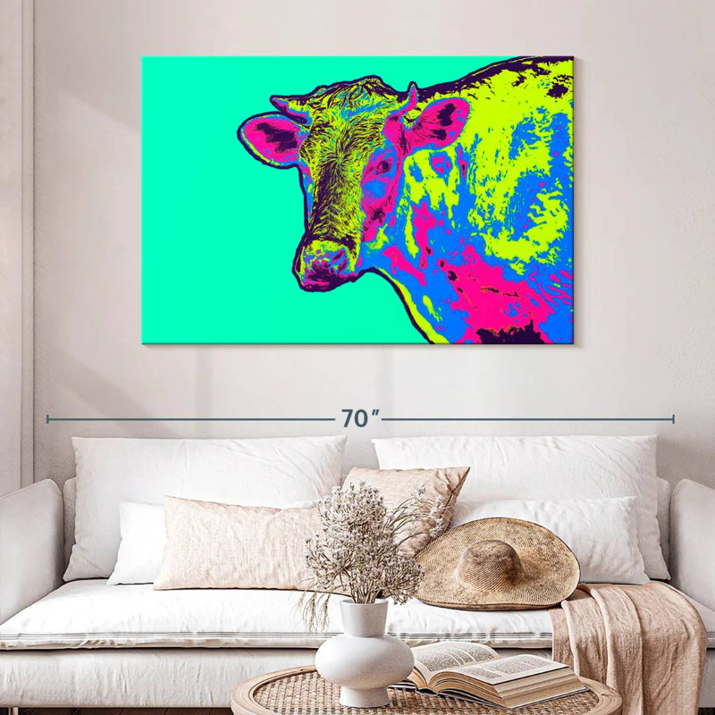 Vache au néon, H 32 po x l 48 po