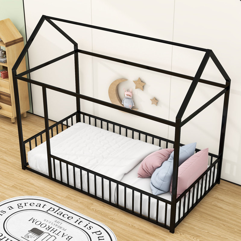 Namdev Metal Slat Bed, Black