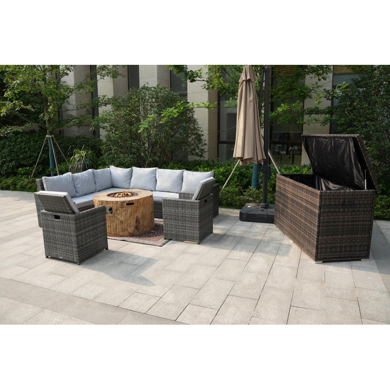 Ensemble de conversation pour 8 personnes avec coussins Charsity Wicker / Rattan