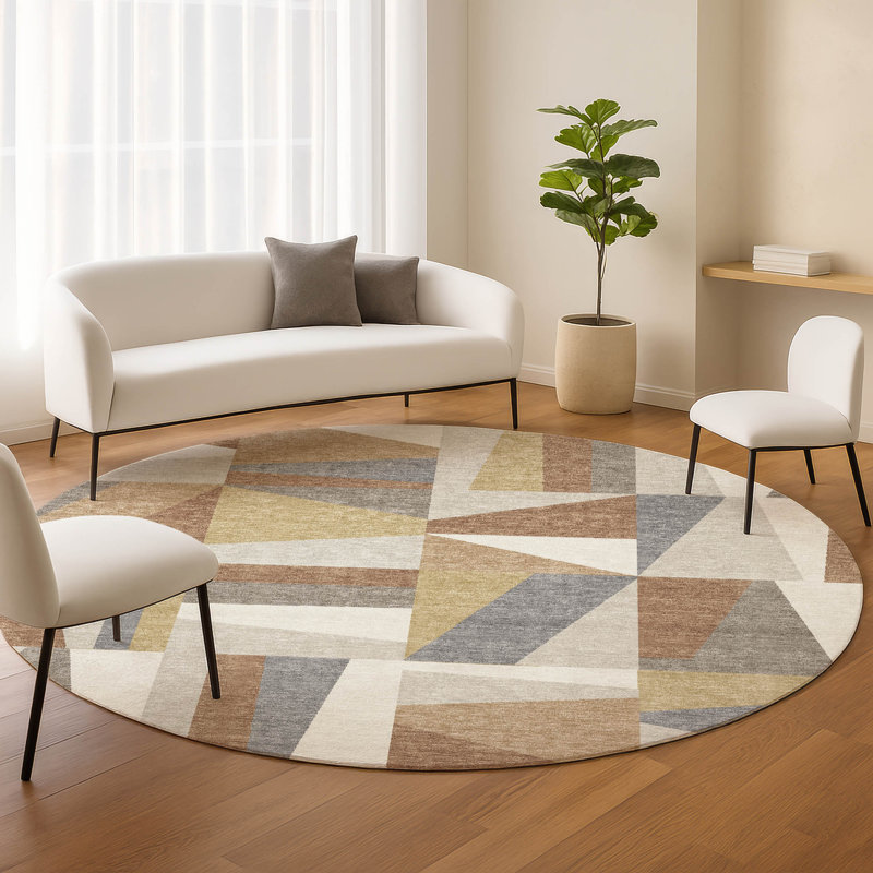 Machine Washable Indoor/Outdoor Chantille ACN2327 Geometric Rug, Round 8'